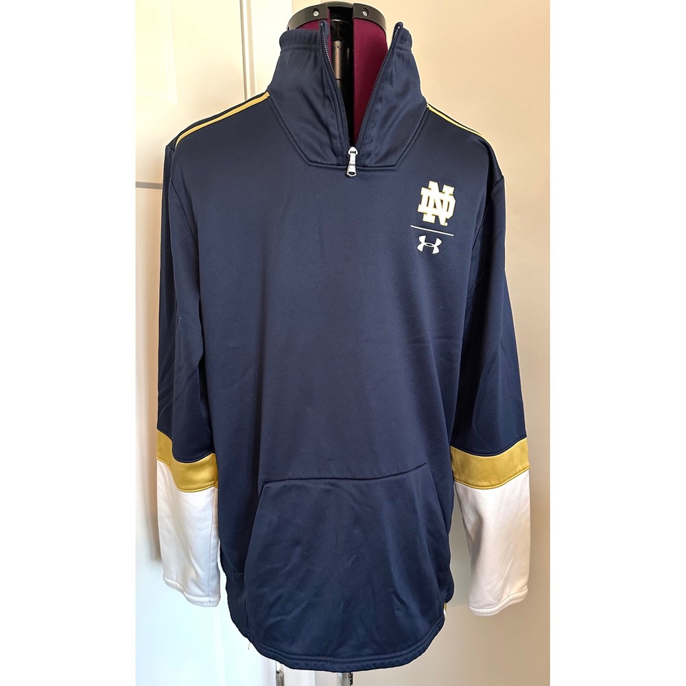 Under Armour Notre Dame Fighting Irish Navy Blue Quarter Zip Pullover Mens Large